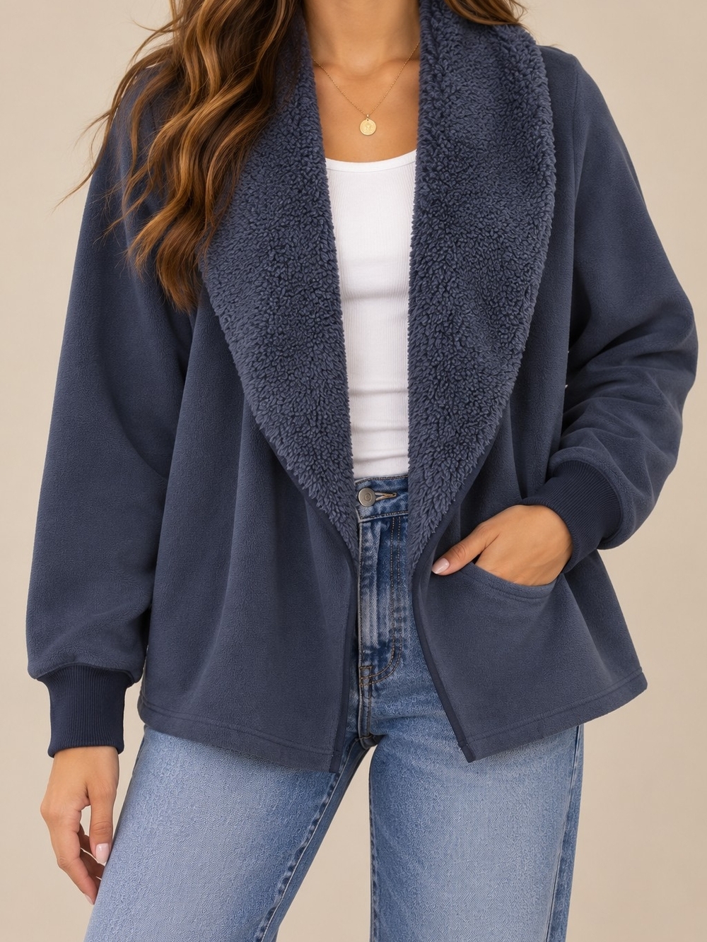 Koolaburra By UGG Navy Shawl Collar Teddy Jacket